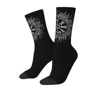 CZMYCBG Chaussettes Viking, Chaussettes Totem Valhalla Helm Of Awe Imprimées En 3D, Chaussettes De Course Vintage Confortables E Respirantes, Chaussettes Chaudes(Vegvisir,1pair)