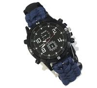 CZMYCBG d'alpinisme Boussole Montre de Survie d'urgence Extérieure Multifonction Lampe de Poche à Lumière Violette Montre d'alpinisme Boussole(Blue)