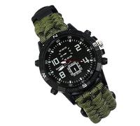 CZMYCBG d'alpinisme Boussole Montre de Survie d'urgence Extérieure Multifonction Lampe de Poche à Lumière Violette Montre d'alpinisme Boussole(Green)