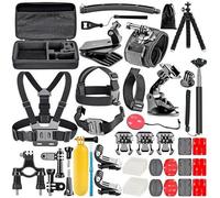 CZMYCBG Kit D'accessoires 50 en 1 pour Caméra d'action, avec Boîtier Étanche, Support pour Poitrine, Support pour Casque, Perche à Selfie pour Guidon, pour GoPro Hero 12/11/10/9/8/7/Max