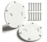 CZMYCBG Lot de 2 Trappes D'inspection Rondes Antidérapantes, Plaques de Pont Marines avec Couvercle Amovible pour Bateaux, Navires, Camping-Cars et Installations Extérieures(White,4")