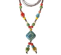 CZMZHFC Collier bohème pour femme, collier vintage avec pendentif papillon, perles en bois réglables tressées, collier tendance en corde de cuir de style tribal, cadeau épais pour femme, Extra long