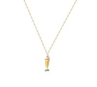 CZMZHFC Collier en forme de poisson doré pour femme, bijou avec pendentif en forme de poisson mobile avec breloque en émail, tendance pour l'été, la plage, les cadeaux d'anniversaire et de