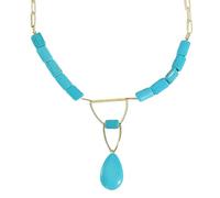 CZMZHFC Collier turquoise pour femme, collier ras du cou bohème avec pendentif en forme de gouttelette d'eau, collier ras du cou vintage réglable, bijoux occidentaux tendance pour femme, Extra long