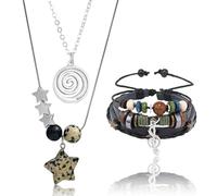 CZMZHFC Ensemble collier multicouche Y2K étoile et bracelet Fairycore Grunge faits à la main gothique tourbillon étoilé, accessoires de guitare de musique punk rock, bijoux élégants pour femmes et