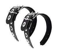 CZMZHFC Lot de 2 bandeaux à boucle en métal de style gothique punk pour femme, serre-tête en cuir noir, accessoires de cheveux gothiques d'Halloween