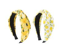 CZMZHFC Lot de 2 bandeaux citron, nœuds sur le dessus pour femme, accessoires antidérapants pour cheveux, bandeau parfait pour enseignante (blanc + jaune)