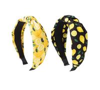 CZMZHFC Lot de 2 bandeaux citrons noués avec nœud supérieur pour femme, accessoires antidérapants pour cheveux, bandeau parfait pour enseignante (noir + jaune)