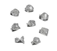 CZMZHFC Lot de 8 bagues vintage pour femme, bagues bohèmes sculptées à motif floral creux, bague épaisse réglable empilable, bague de phalange de style ethnique Y2K, bijoux punk pour femme, Métal