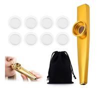 CZNBZIU Kazoo En Aluminium Doré, Instrument À Vent Portable Facile À Apprendre, Avec 8 Membranes Et Pochette De Rangement, Pour Débutants, Loisirs Et Interactions Parent-Enfant