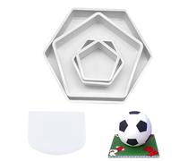 CZNBZIU Lot De 3 Emporte-Pièces Hexagonaux Avec Motif De Football - Pour Fondant - Coupe Du Monde De Football - Moules À Sucre - Outils De Décoration De Gâteaux Et Desserts