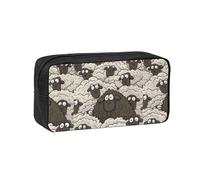 Czqdp Trousse à Crayons Simple et spacieuse en Polyester, Pochette cosmétique Portable avec Fermeture éclair, imprimé Moutons Noirs et Blancs.