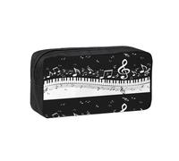Czqdp Trousse à Crayons Simple et spacieuse en Polyester, Pochette cosmétique Portable avec Fermeture éclair, Motif Touches de Piano et Musique