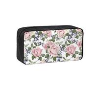Czqdp Trousse à Crayons Simple et spacieuse en Polyester, Pochette cosmétique Portable avec Fermeture éclair, Rose épanouie