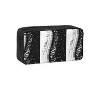 Czqdp Trousse à Crayons Simple et spacieuse en Polyester, Pochette cosmétique Portable avec Fermeture éclair, Motif Touches de Piano Noires et Blanches