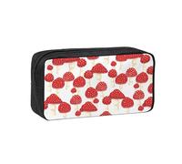 Czqdp Trousse à Crayons Simple et spacieuse en Polyester, Pochette cosmétique Portable avec Fermeture éclair, Motif amanite Tue-Mouches et Champignons Rouges.