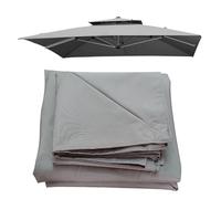 CZQGLYM 3 x 3 m,2.5 x 2.5 m,Carré Toile de Rechange,Auvent de Rechange pour Déporté Parasol de Terrasse,Auvent de remplacement pour parasol de 8 baleines,Pour extérieur (Grey,2.5x2.5m(8.2ft x 8.2ft))