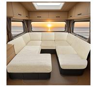 CZQGLYM Housses de Coussin très Extensibles pour Caravane Résistante Tissu Jacquard Antidérapant Housse Banquette Camping-Car pour canapé de Camping-Car Ou Intérieur (Beige,W 50-65cm,D50-63cm)