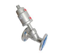 CZVJUKBYP Vanne pneumatique à siège Angulaire Bride en Acier Inoxydable DN15, vannes pneumatiques normalement fermées(Closed-Double Acting)