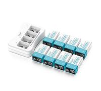 czvv Piles Rechargeables Lithium 9V - Haute Capacité 850mAh 8 Pack avec Chargeur Rapide 2H - Anti-Fuite et Durée de Vie Ultra Longue 10 Ans 8,7V - 1300 Fois Cycles, Détecteurs de Fumée, Radios