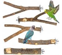 CZWESTC Perchoirs à oiseaux en bois naturel pour cage, perchoir et plate-forme, accessoires de cage à oiseaux pour perruches, calopsittes, conures, inséparables (marron, lot essentiel de perchoirs)