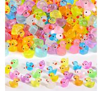 CZWZ Lot de 150 mini minuscules canards en résine minuscules petits canards en plastique en vrac Glow in the Dark Duck Figures for Dollhouse Decor Accessories Garden Micro Landscape Aquarium Potted
