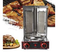 czyuRachel 2burner Barbecue vertical à gaz Shawarma 3 kW multifonction multifonction parfait gyroscope avec tournebroche et 6 brochettes à viande pour gyros, kebab et plus encore