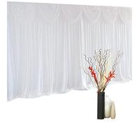 czyuRachel 3 m x 3 m - Rideau de fond de mariage - En soie glacée 68DD - Polyvalent - Avec swag amovible - Pour mariages, fêtes, scènes, blanc
