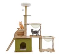 Czyurachel Arbre à chat à 5 étages, tours de saut, escaliers et nids pour chat, 2 capsules spatiales en acrylique, balle en peluche, plaque de préhension résistante à l'usure, centre d'activité pour