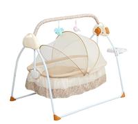 czyuRachel Balançoire Électrique Pour Bébé, Kaki Big Space Lit De Bébé À Bascule Vitesse De Balancement 5 Vitesses Réglables La Télécommande Bluetooth Peut Être Chronométré Adéquation Âge 0-18 Mois