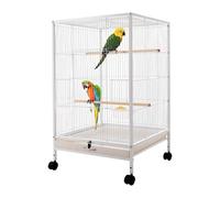 Czyurachel Cage à oiseaux XXL - Accessoires de cage à oiseaux avec 4 roues universelles - 46 x 46 x 94 cm - Lisette de cage à oiseaux autonome - Ouverture vers le haut - Mobile - Blanc