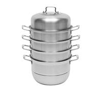 Czyurachel Cuiseur vapeur en acier inoxydable - 5 poignées - 3 compartiments de cuisson à vapeur et 2 disques de cuisson vapeur - Set d'autocuiseurs à vapeur - Volume de 9 l - Argenté