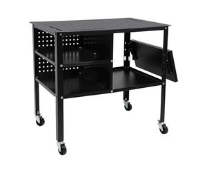 Czyurachel Établi mobile - 111 x 60 x 85 cm - Plaque perforée - Table de travail mobile avec étagère latérale pliable - Capacité de charge : 500 kg - Table à outils multifonction - Chariot de soudage
