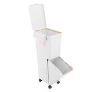 czyuRachel Grande poubelle de salle de bain, mobile, 32 l, avec 4 roues, à 2 niveaux, extensible, avec couvercle, 24 x 36 x 78,5 cm, poubelle à déchets classifiée, avec 1 rouleau de sacs poubelle