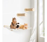 czyuRachel Kit mural d'escalade, pour chat, avec 2 arbres à chat, hamac et base, pour escalader et explorer, couleur bois
