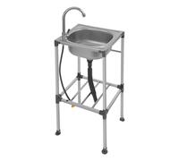 Czyurachel Lavabo mobile, 38 x 33 x 83 cm, en acier inoxydable, avec meuble inférieur, robinet rotatif à 360 °, pour camping, jardin, restaurant, buanderie, garage, extérieur