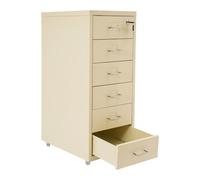 czyuRachel Meuble de rangement à roulettes avec 6 tiroirs, armoire de rangement mobile, en métal, avec roulettes, pour la maison et le bureau, 28 x 41 x 69 cm, beige