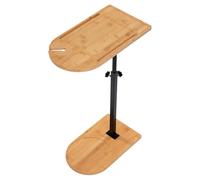 czyuRachel Table d'appoint en forme de C, réglable en hauteur, table de canapé avec base fine, table latérale en bambou et fer, couleur bois noir