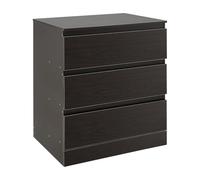 czyuRachel Table de chevet à 3 tiroirs, 60 x 41 x 69 cm, commode de chevet, commode, placage, presse à chaud, moderne, couleur noyer noir