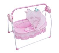 czyuRachel Transat électronique pour bébé - 5 niveaux d'amplification des vibrations - Pliable - Jouer de la musique - Moustiquaire respirante - 100 x 71 x 88 cm - Rose