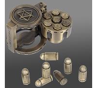 CZYY Lot de 7 dés polyédriques en métal avec récipient cylindrique Rotatif - Dés de Style Cyberpunk pour Jeux de Table Warhammer 40K, D&D, Science-Fiction, Guerre ou Crime (Bronze)