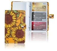 Czzmy 96 Porte Cartes de Visite Carte de Livre PVC Cartes pour Ranger Carte de Visite Cartes Fidélité Porte Carte de Crédit etc(1-Le Tournesol)