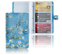 Czzmy 96 Porte Cartes de Visite Carte de Livre PVC Cartes pour Ranger Carte de Visite Cartes Fidélité Porte Carte de Crédit etc(1-Fleur de pêche)