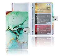 Czzmy 96 Porte Cartes de Visite Carte de Livre PVC Cartes pour Ranger Carte de Visite Cartes Fidélité Porte Carte de Crédit etc(1-Jet d'encre Bleu-Vert)