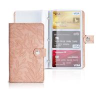Czzmy 96 Porte Cartes de Visite Carte de Livre PVC Cartes pour Ranger Carte de Visite Cartes Fidélité Porte Carte de Crédit etc(1-Sculpté Rose)
