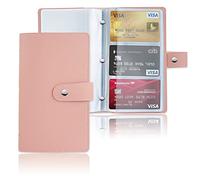 Czzmy 96 Porte Cartes de Visite Carte de Livre PVC Cartes pour Ranger Carte de Visite Cartes Fidélité Porte Carte de Crédit etc(1-Couleur Rose)