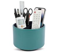 Czzmy Rotation range télécommande,Circulaire Support de télécommande en PU Cuir avec 4 Compartiments,Organisateur de bureau multifonction pour TV telecommande,Lunettes,Crayons(1-Mouton vert)