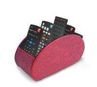 Czzmy Support de télécommande en cuir PU avec 5 compartimentsen cuir PU,multifonction boîte de rangement pour télécommandes TV,crayons,fournitures de bureau,pinceaux de maquillage(1-sculpté rouge)
