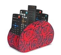 Czzmy Support de télécommande en cuir PU avec 5 compartimentsen cuir PU,multifonction boîte de rangement pour télécommandes TV,crayons,fournitures de bureau,pinceaux de maquillage(1-3D rouge rose)