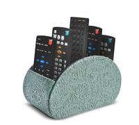 Czzmy Support de télécommande en cuir PU avec 5 compartimentsen cuir PU,multifonction boîte de rangement pour télécommandes TV,crayons,fournitures de bureau,pinceaux de maquillage(1-Carvé3 Vert1)